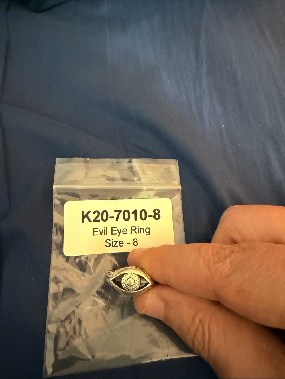 Evil Eye Ring Size 8 - Silver Tone